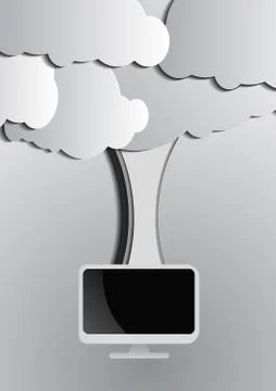 Vector : Computer and cloud computing background イラスト素材