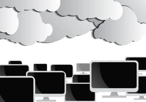 Vector : Computer and cloud computing background Stock Illustration