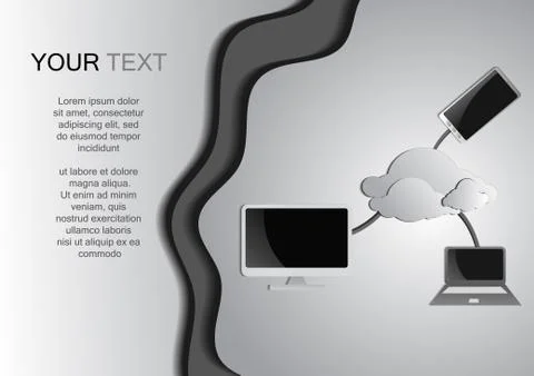 Vector : Computer and cloud computing background Stock Illustration
