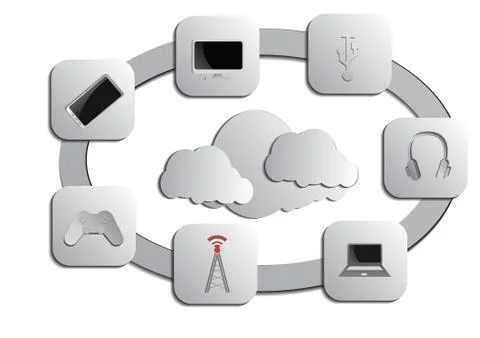 Vector : Computer and cloud computing background Stock Illustration