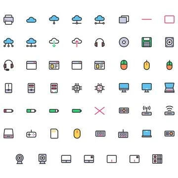 Vector of Computer and IT Icon Set. Perfect for user interface, new application. Illustrazione stock