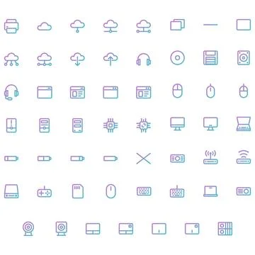 Vector of Computer and IT Icon Set. Perfect for user interface, new application. Stock Illustration