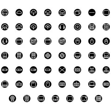 Vector of Computer and IT Icon Set. Perfect for user interface, new application. Stock Illustration