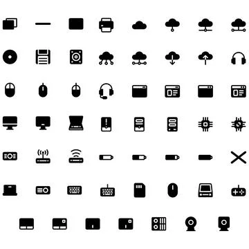 Vector of Computer and IT Icon Set. Perfect for user interface, new application. Illustrazione stock