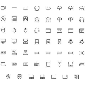 Vector of Computer and IT Icon Set. Perfect for user interface, new application. Stock Illustration