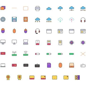 Vector of Computer and IT Icon Set. Perfect for user interface, new application. Illustrazione stock