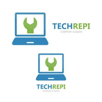 Vector computer and laptop repair logo イラスト素材