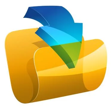 Vector computer folder with dowloading arrow Stock Illustration