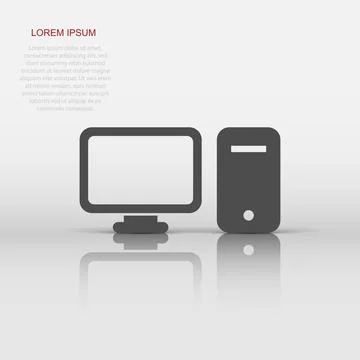 Vector computer icon in flat style. Monitor sign illustration pictogram. Pc.. Stock Illustration