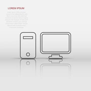 Vector computer icon in flat style. Monitor sign illustration pictogram. Pc.. Stock Illustration