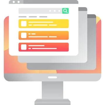 Vector computer icon online browser flat website Stock Illustration