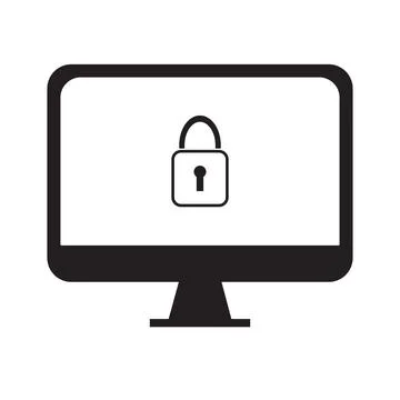 Vector computer icon symbol on white background. Computer is locked by passwo Stockillustratie