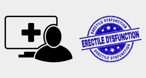 Vector Computer Patient Icon and Grunge Erectile Dysfunction Stamp Stock Illustration
