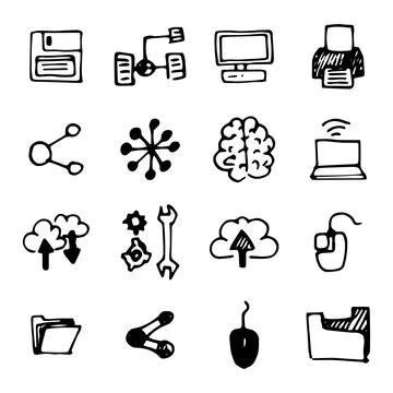Vector computer science icons set. Stock Illustration