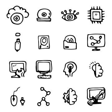 Vector computer science icons set. Stock Illustration