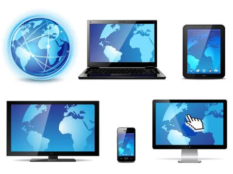 Vector computers and electronics icons. Stock Illustration