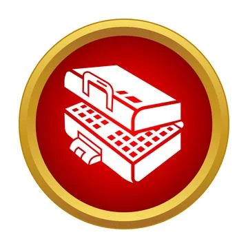 Vector computing device with keyboard in red circle Stock Illustration