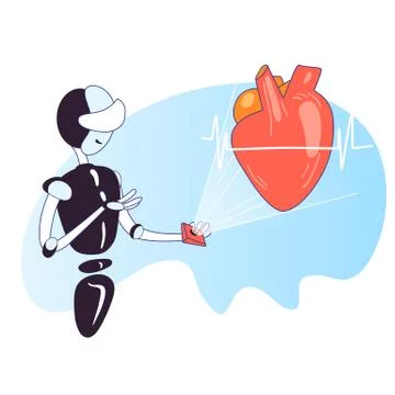 Vector concept about innovative technology in heart health check up. Artificial Illustrazione stock