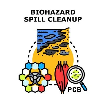 Vector concept of biohazard spill cleanup Stock Illustration
