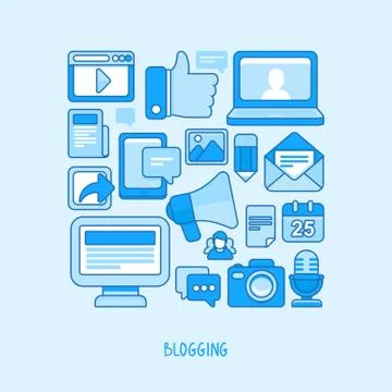Vector concept - blogging and writing for website Stock Illustration