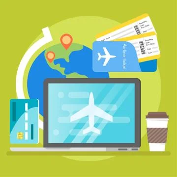 Vector concept of book online tickets. Stock Illustration
