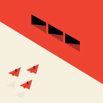 Vector concept of business opportunity, path choice or obstacle. Ideas for Stock Illustration