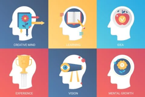 Vector Concept creative mind, learning, idea, experience vision, mental growth Stock Illustration