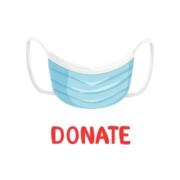 Vector concept design of breathing mask donation in cartoon flat style. Stock Illustration