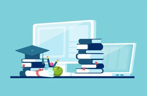 Vector concept for distance education Stock Illustration