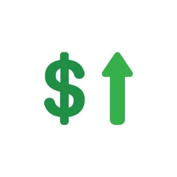 Vector concept of dollar with arrow up icon on white with flat design style Stock Illustration