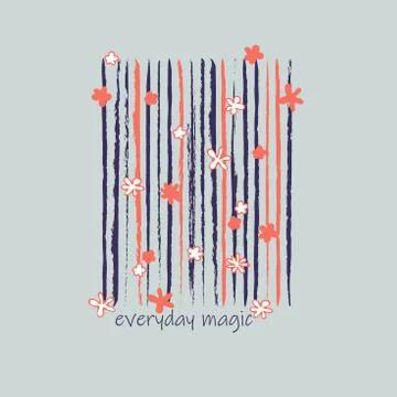 Vector concept flower creative trendy illustration with the slogan for t-shir Stock Illustration