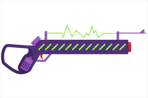 Vector concept illustration of a blaster. a bright drawing in the cartoon sty Stock Illustration
