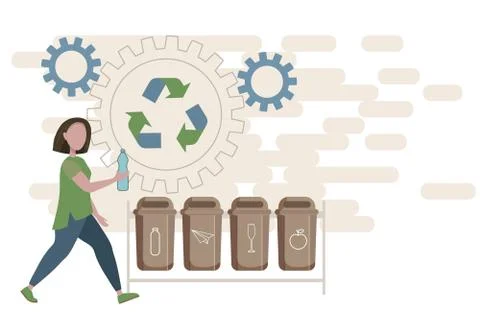 Vector concept illustration of garbage sorting Stock Illustration