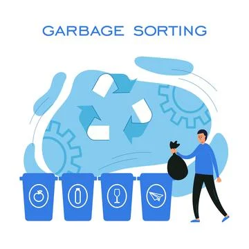 Vector concept illustration of garbage sorting Stock Illustration