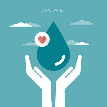 Vector concept illustration of hands holding water drop Stock Illustration