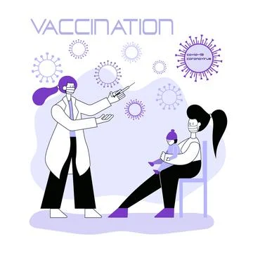Vector concept illustration vaccination against covid-19. Stock Illustration