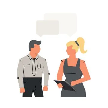 Vector concept interviews by candidate, dialogue of man and woman. Job interview Stock Illustration