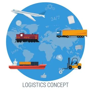 Vector concept of logistics global transportation Stock Illustration