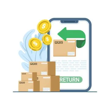 Vector concept of mobile app for returning packages Stock Illustration