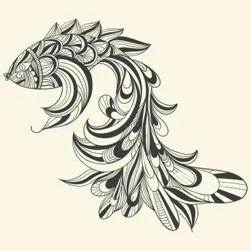 Vector concept monochrome fish Stock Illustration