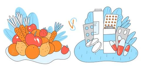 Vector concept of natural vital elements from healthy food - vegetables and Stock Illustration