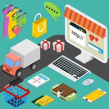 Vector concept of online shop in flat design Stock Illustration