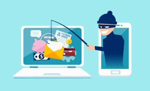 Vector concept of phishing scam, hacker attack and web security Stock Illustration