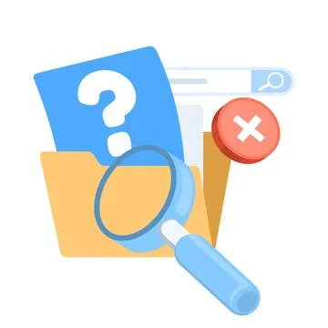 Vector concept of search results not found, highlighting missing data. Stock Illustration