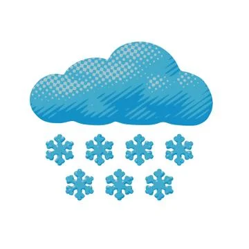 Vector concept of snowy cloud with blue snowflakes Stock Illustration