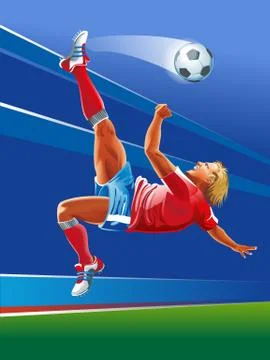 Vector concept of soccer player. Abstrackt background. Stock Illustration