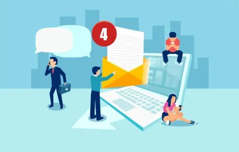 Vector concept of social media networking, digital communication via email Stock Illustration