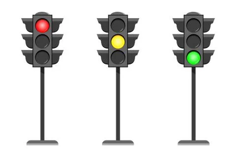 Vector concept traffic light interface icons flat design illustration set iso Illustrazione stock