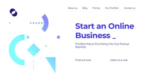 Vector concept with universal abstract shapes, text. Landing pag Illustrazione stock