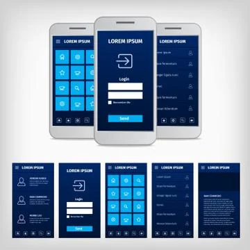 Vector conception of blue mobile user interface Stock-Illustration